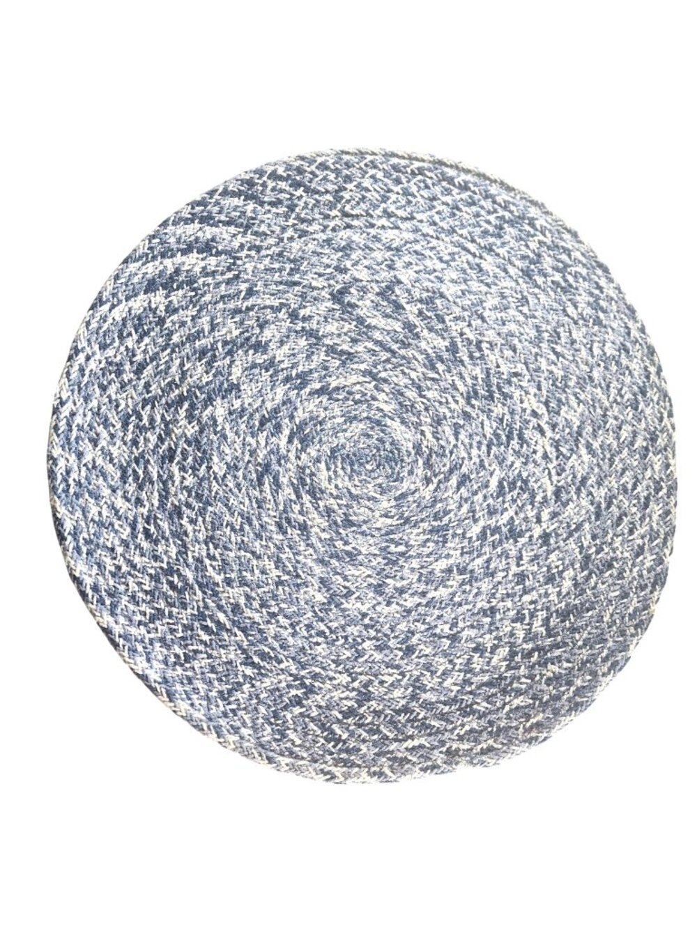 Set Of 4 Placemats Blue White round braided Grannycore coastal nautical beach